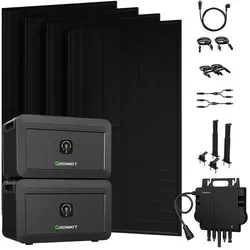 Growatt NOAH 2000 Balkonkraftwerk mit Speicher und Solarmodulen - Balkonkraftwerk mit 4096Wh Speicher, erweiterbarer Kapazität und IP66 Wasserschutz; ideal für nachhaltige Energiegewinnung auf dem Balkon.