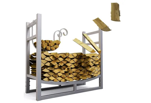 LAWA Living Kaminholzregal aus Metall - Kaminholzregal für innen und außen, aus hochwertigem verzinktem Stahl, pulverbeschichtet und ideal zur optimalen Belüftung des Brennholzes. Maße: 84x33x76 cm.