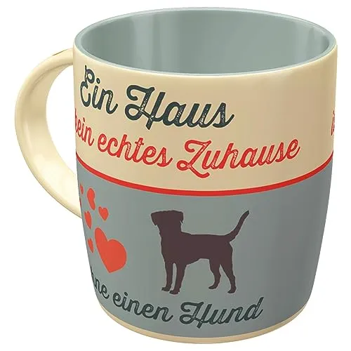 Nostalgic-Art Retro Kaffeebecher, 330 ml, PfotenSchild – Ein Haus – Geschenk-Idee für Hunde-Besitzer, Original Lizenzprodukt (OLP), Keramik-Tasse für Kaffee, Vintage Design mit Spruch