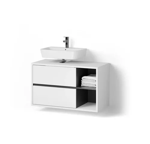 Livinity® Waschbeckenunterschrank Vomano, Weiß/Anthrazit 100 x 60 cm