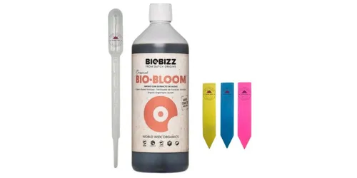 Biobizz Pflanzendünger Biobizz Bio Bloom 500 ml, BioBizz Bio-Bloom 500 ml mit Dosierhilfe und Pflanzenschildern, Organischer Dünger für Blühpflanzen auf Erde und Coco