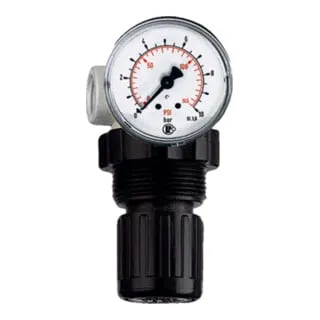 RIEGLER 100768-480.23 Druckregler »Standard-mini« - Druckregler für präzise Druckregelung von 0,5-10 bar, kompakt und ideal für enge Räume, ausgestattet mit sicherheitsfördernden Funktionen.