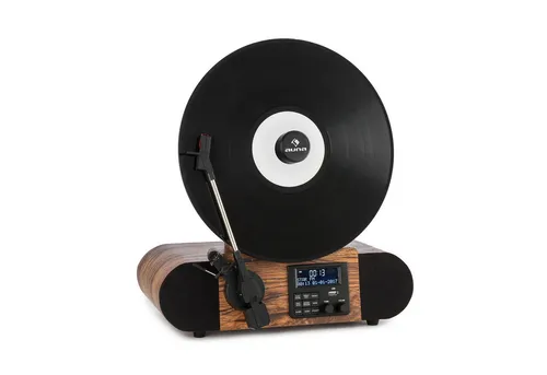 auna Verticalo Retro Plattenspieler - Bluetooth & DAB+ Radio, vertikaler Plattenteller für ein einzigartiges Hörerlebnis