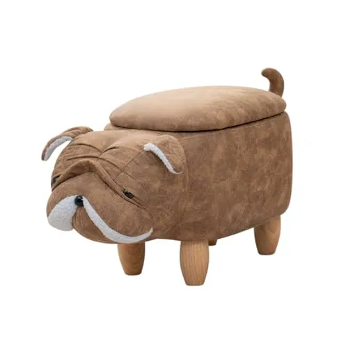 SVITA Tierhocker Mops mit Stauraum - Sitzhocker mit weicher Polsterung und praktischem Innenfach, ideal für Kinderzimmer oder als dekorativer Akzent im Wohnraum.