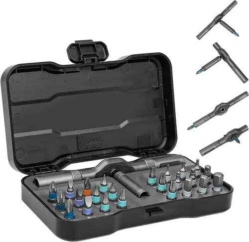 HYCHIKA 24-in-1 Ratsche Schraubendreher Set - Kompakter Ratsche-Schraubendreher mit 24 hochwertigen S2-Stahl-Bits. Ergonomischer Griff für präzise Kontrolle und vielseitige Anwendungen im Haushalt und bei Reparaturen.