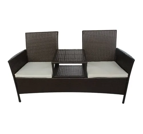 vidaXL Gartensofa 2-Sitzer mit Teetisch aus Poly Rattan von vidaXL