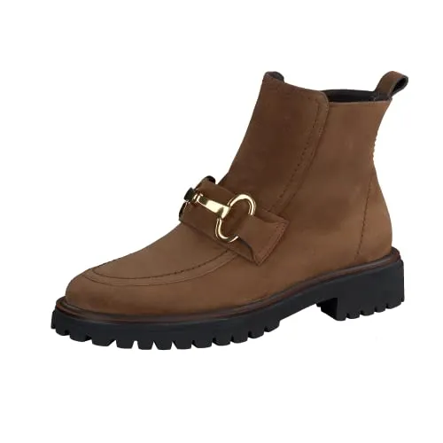 Paul Green Damen Stiefelette - Mittelbraune Ankle Boots mit Reißverschluss - Wanderschuhe, flache Stiefelette aus Leder mit komfortabler EVA-Sohle, ideal für den Übergang und perfekten Tragekomfort.