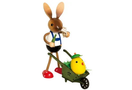 Drechslerei Kuhnert Hase mit Schubkarre und Küken von Kuhnert