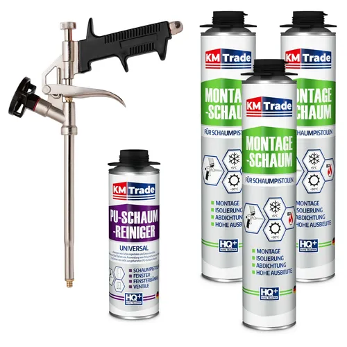 Pistolenschaum Set 3 x 750ml Montageschaum +1 Schaumpistole +1 Schaumreiniger