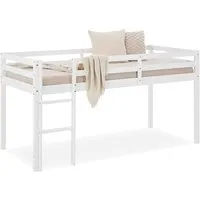 Homestyle4u Hochbett 90x200 in Weiß - Sicherer Schlafplatz für Kinder - Hochbett für Kinderzimmer, modernes Design mit abgerundeten Kanten und stabiler Verarbeitung. Flexibel montierbare Leiter für optimale Raumnutzung und zusätzliche Sicherheit durch erhöhte Bettseiten.