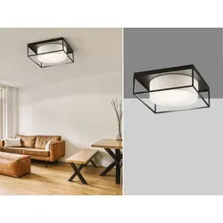Moderne Deckenleuchte 60x60cm - Beige Leinenstoff & dimmbare LED - Stylische Deckenleuchte in 60x60cm mit beige Leinenstoffschirm und dimmbaren LED-Leuchtmitteln, ideal für gemütliche Beleuchtung in jedem Raum.