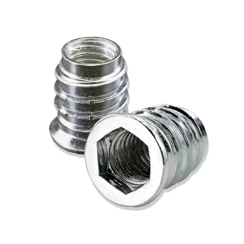 Mprofi MT® 10 Stück | Einschraubmutter M6 x 13mm | Einschraubmuffen | Innensechskantmuttern | Gewindeeinsatz Holz Aus Verzinktem Stahl | M6x13/10