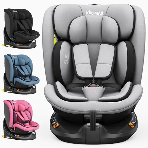 Kidimax® Ultima 360 i-Size Kindersitz - Kindersitz für 40–150 cm (0–12 Jahre) mit 360° Drehfunktion für einfaches Ein- und Aussteigen, 6 Liegepositionen und 5-Punkt-Gurt für maximale Sicherheit. Isofix & Top Tether sorgen für unkomplizierte Installation.