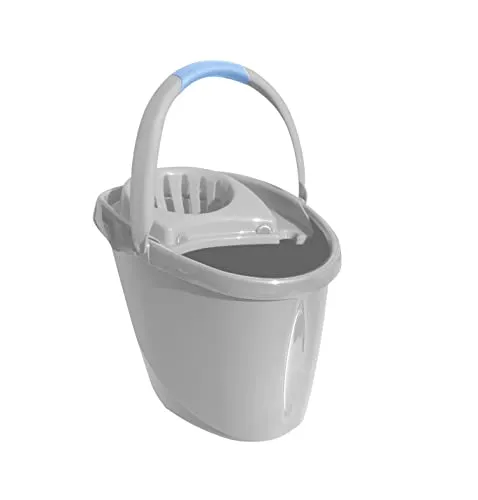 York Bacteria Stop Eimer mit Auspresser 12l Bodenwischer Set Wischmopp Set mit Eimer Bodenwischer Putzset 42 x 32 x 25 cm