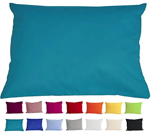 beties Basic Kissenbezug ca. 40x60 cm Kissenhülle 100% Baumwolle in vielen fröhlichen Uni-Farben (Petrol)