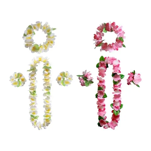 TYFGRT 2-Teilige Hawaii-Girlande, Bunte Blumengirlande, Hawaiianische Blumenkette, Tropisches Strand-Outfit, Hula-Outfit, Geeignet Für Cheerleading, Strandparty Und Abschlussball