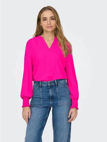 ONLY Blusenshirt ONLMETTE V-NECK LS SMOCK TOP NOOS in Rosa XXL (44/46) - Modisches Blusenshirt mit V-Ausschnitt und gesmokten Ärmeln. Pflegeleicht und ideal für den Alltag. Perfekte Passform für einen stilvollen Look.