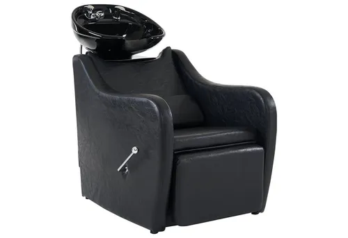 Barberpub Waschbecken Friseur Waschplatz 9090BK - Schwarzes Rückwärtswaschsessel Waschbecken, ideal für Friseursalons und bietet maximalen Komfort für Ihre Kunden.
