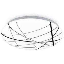 BRILONER KORA LED Deckenleuchte, Neutralweißes Licht, Linien Design, weiß-schwarz, 28 x 6,5 cm - Weiß/Schwarz