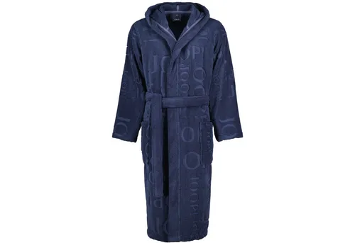 JOOP! Herren Repeat Kapuze 1665, 46/48 Blau - Herren-Bademäntel aus extraflauschigem Walkfrottier, ideal für Wellness und Entspannung. Mit Kapuze und JOOP! Logo-Allover-Muster für stilvolles Wohlfühlen.