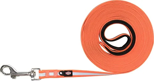 Trixie Easy Life Tracking Leash Reflective M-XL - 10 m/17mm - Hunde Gurtband mit PVC-Beschichtung, wasserabweisend und abwischbar, ideal für sicheres Tracking mit gepolsterter Neopren-Handschlaufe und praktischer Schlaufe für Hundemarke oder Blinklicht.