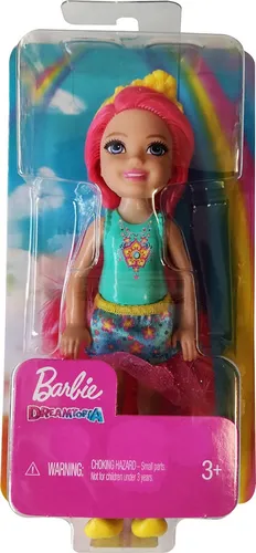 Mattel GJJ97 Barbie Dreamtopia Chelsea Mädchen Puppe mit pinken Haaren und gelbem Diadem
