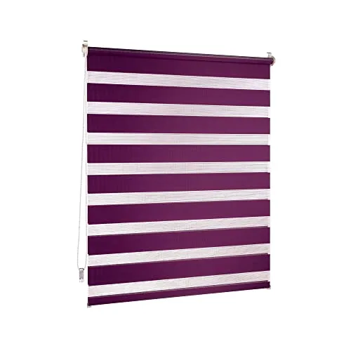 Victoria M. Doppelrollo Klemmfix ohne Bohren, 45 x 150 cm (BxH) Aubergine/Lila, Rollo Fensterrollo lichtdurchlässig & verdunkelnd，Duo-Rollo Klemmmontage Zebrarollo für Fenster & Türen