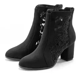 LASCANA High-Heel-Stiefelette schwarz Größe 38 - Wanderschuhe: Leichte Stiefelette mit modischer Spitze und komfortablem Blockabsatz, ideal für feminine Looks zu Jeans, Shorts oder Kleidern.