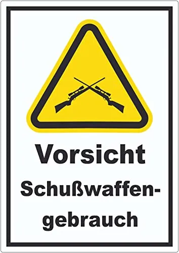 Vorsicht Schusswaffengebrauch Aufkleber A5 (148x210mm)