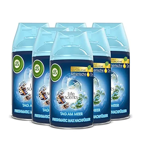 Air Wick Freshmatic Max Raumspray – Nachfüller für den Air Wick Freshmatic Max – Duft: Tag am Meer – 6 x 250 ml Nachfüller Raumduft und Lufterfrischer