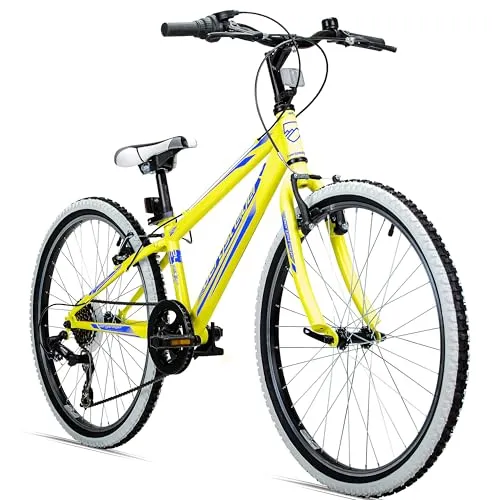 Bergsteiger Kansas 20 Kinderfahrrad 24 Zoll - Mountainbike für Kinder von 6-11 Jahren, ideal für den Schulweg. Mit Shimano 6-Gang-Schaltung und modernem Design für höchste Sicherheit und Komfort.