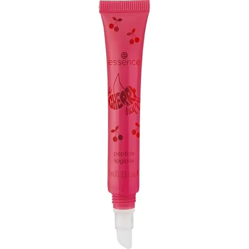 essence SO CHERRY happy peptide lipgloss, Nr. 01, Rot, feuchtigkeitsspendend, glänzend, strahlend frisch, vegan, ohne Parabene, ohne Mikroplastikpartikel, Nanopartikel frei, 1er Pack (10ml)