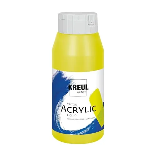 KREUL 17083 - Triton Acrylic Liquid Fränkisch Hopfengold 750 ml, Hochwertige Künstler-Acrylfarbe in Studienqualität mit leicht fließendem Charakter, tiefmatt auftrocknend