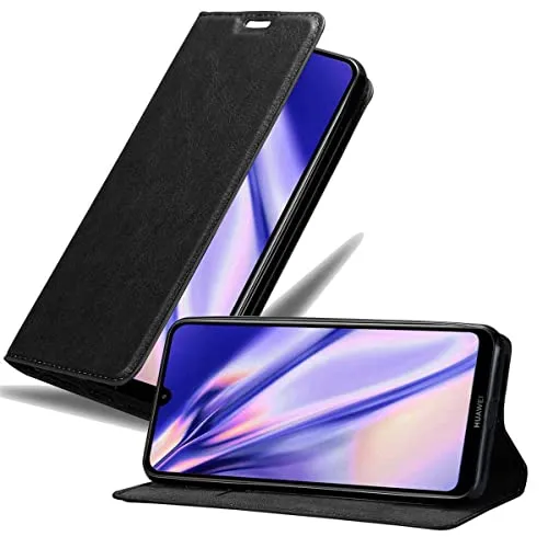 Cadorabo Hülle kompatibel mit Huawei Y7 2019 / Y7 PRIME 2019 aus Kunst Leder Flip Klappbare Magnetische [Standfunktion] [Kartenfächern] Cover Hülle für Huawei Y7 2019 / Y7 PRIME 2019 Tasche in Schwarz