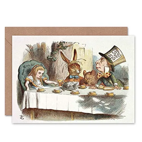 Wee Blue Coo Alice Im Wunderland Buch Tenniel Mad Hatter Tea Party Weihnachtskarte