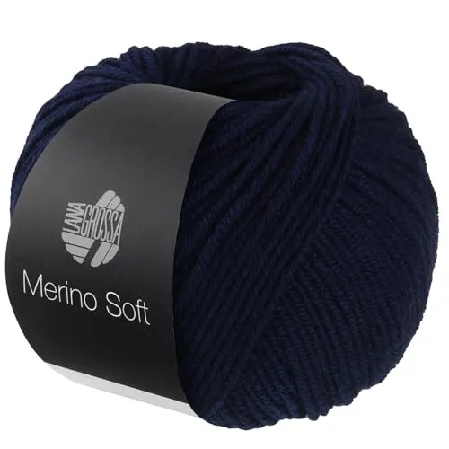 LANA GROSSA Merino Soft | Strapazierfähiges Mischgarn mit Merino-Wolle, waschmaschinenfest | Handstrickgarn aus 50% Schurwolle & 50% Acryl | 50g Wolle zum Stricken & Häkeln | 125m GarnFB 6