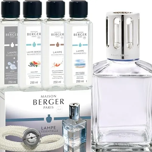 LAMPE BERGER Starterset XXL Cube inkl. Duftpaket mit 4X 250ml Duft Geschenkset Pure Frische Edition