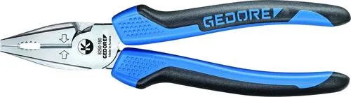 Gedore Kraft-Kombizange DIN ISO 5746 - Hochwertige Zange für härteste Beanspruchung, mit großer Hebelwirkung und induktiv gehärteten Schneiden für präzises Arbeiten. Ideal für Rund- und Flachmaterial, auch für harten Draht.