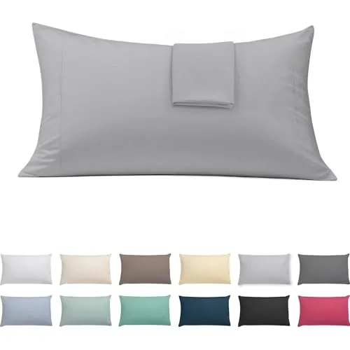 ECOMMERC3 Kopfkissenbezüge 45x85 cm 2er-Set Baumwoll-Mix | Silbergrau