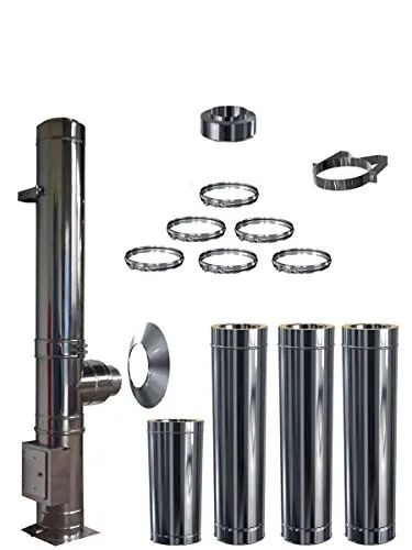Edelstahlschornstein Schornstein Bausatz doppelwandig DW 150 Höhe 4,7 m