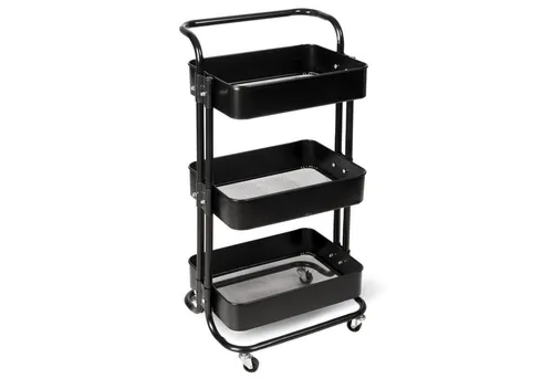 deluxe4home Rollwagen mit 3 Ablagen - Bad-Standregale: Vielseitig einsetzbarer Rollwagen mit 3 Ablagen, ideal als Küchenwagen oder Badezimmer Organizer, aus robustem Metall gefertigt für langanhaltende Nutzung.