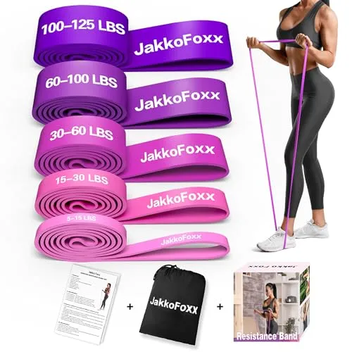 Fitnessbänder 5 Set, Widerstandsband, Dehnungshilfe, tragbares Training, Muskeltraining, Physiotherapie, Übungsbänder für Training