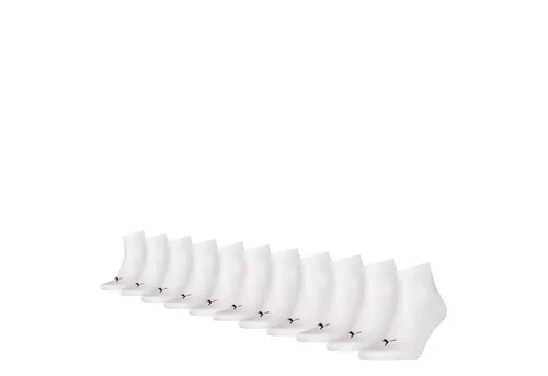 PUMA Herren Damen Quarter Socken 11 Paar - Weiß, Größe 47-49 - Herrensocken aus weicher Baumwollmischung, mit geripptem Bund für optimalen Halt und flacher Zehennaht für zusätzlichen Komfort.