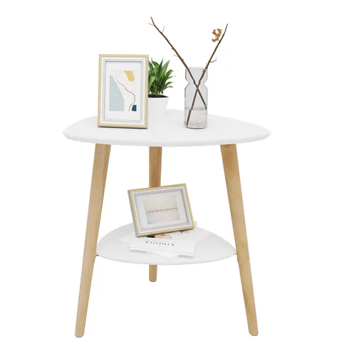 EUGAD Beistelltisch mit 2 Ablagen - Beistelltisch fürs Wohnzimmer, vielseitig einsetzbar mit zwei Ablagen für zusätzlichen Stauraum und elegantem, kinderfreundlichem Design.