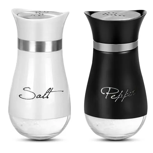 Elegantes Salz- und Pfefferstreuer Set aus Glas mit Edelstahl Deckel