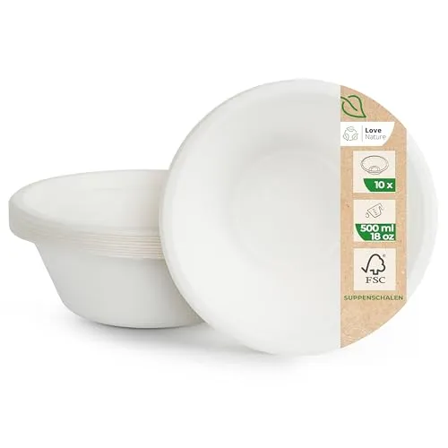 Love Nature Suppenschalen Einweg 500ml aus Zuckerrohr von Love Nature