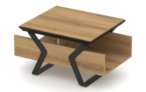 Designer Couchtisch mit Stauraum und Metallbeinen - Moderner Beistelltisch aus hellem Holz mit praktischem Stauraum. Ideal für das Arbeitszimmer. Maße: 90 x 60 x 45 cm, pflegeleicht und stilvoll.