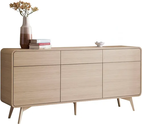 Home affaire Sideboard Torsby, modernes Möbelstück in Eiche Natur, 180 cm breit - Praktisches Sideboard mit Push-to-open-Funktion für müheloses Öffnen. Bietet ausreichend Stauraum und eine vielseitige Ablagefläche - ideal für modernes Wohnen.
