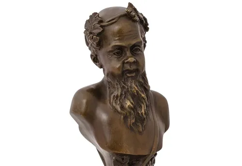 Bronzefigur Bacchus - Römischer Gott des Weins, Antik-Stil - Dekorationsobjekt aus Bronze im Antik-Stil, ideal für Kunstliebhaber. Mit einer Höhe von 21 cm bringt es einen Hauch von Eleganz in jedes Zuhause.