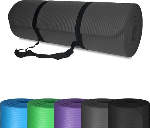 Gymnastikmatte Yogamatte 185x61x1,5 cm mit Tragegurt - rutschfest, dick, schadstofffrei – Fitnessmatte, beidseitig nutzbar für Yoga, Pilates, Camping